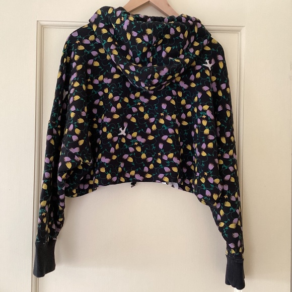 Adidas Originals Colorful Floral Patterned Cropped Hoodie Hooded Sweatshirt Top - Picture 5 of 12